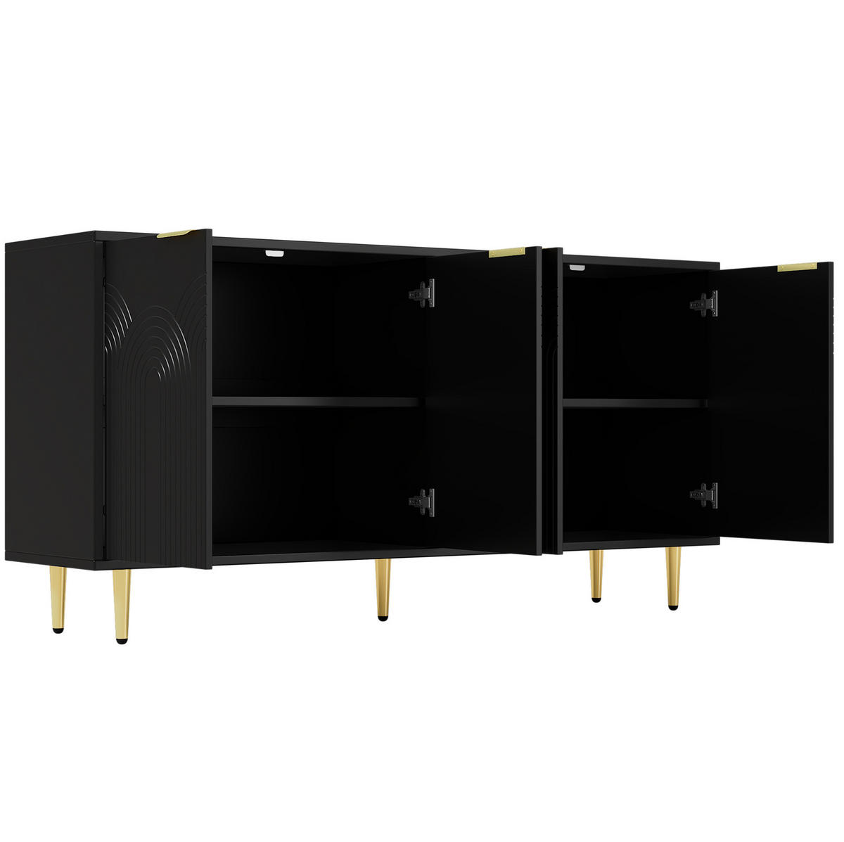 SIDEBOARD 160/40/80 cm mit 4 Türen, verstellbaren Einlegeböden und Soft-Close-Scharnieren, MDF/Spanplatte, Schwarz - Schwarz, Holzwerkstoff (160/80/40cm) - Redom