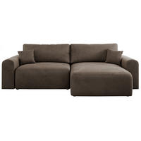 ECKSOFA NELSON Braun Velvet - Schwarz/Braun, Kunststoff/Textil (274/152cm) - MKS