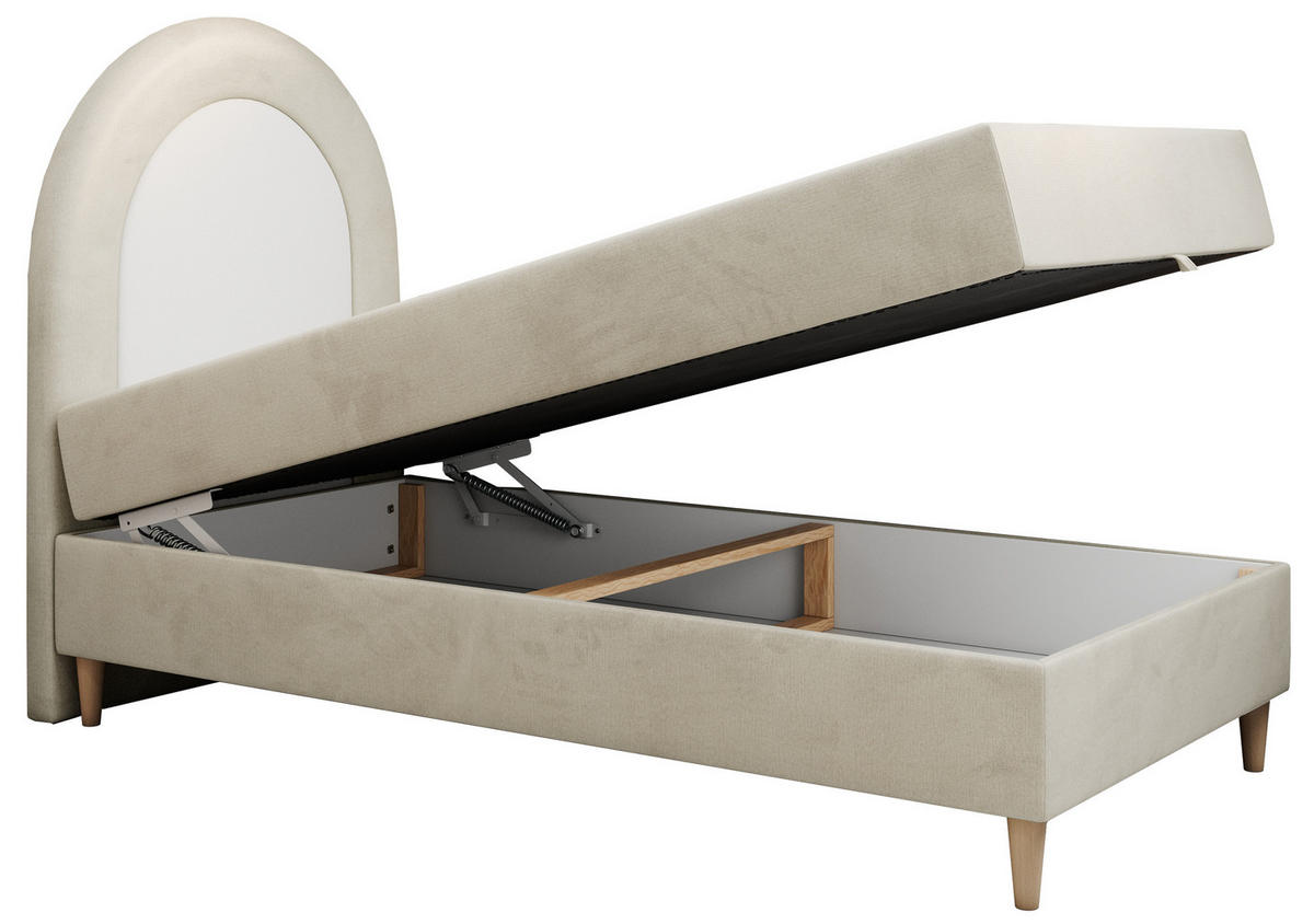 BOXBETT NEST 90/180 Beige Velvet hydrophob - H3 - Beige, Holz/Textil (90/180cm) - MKS