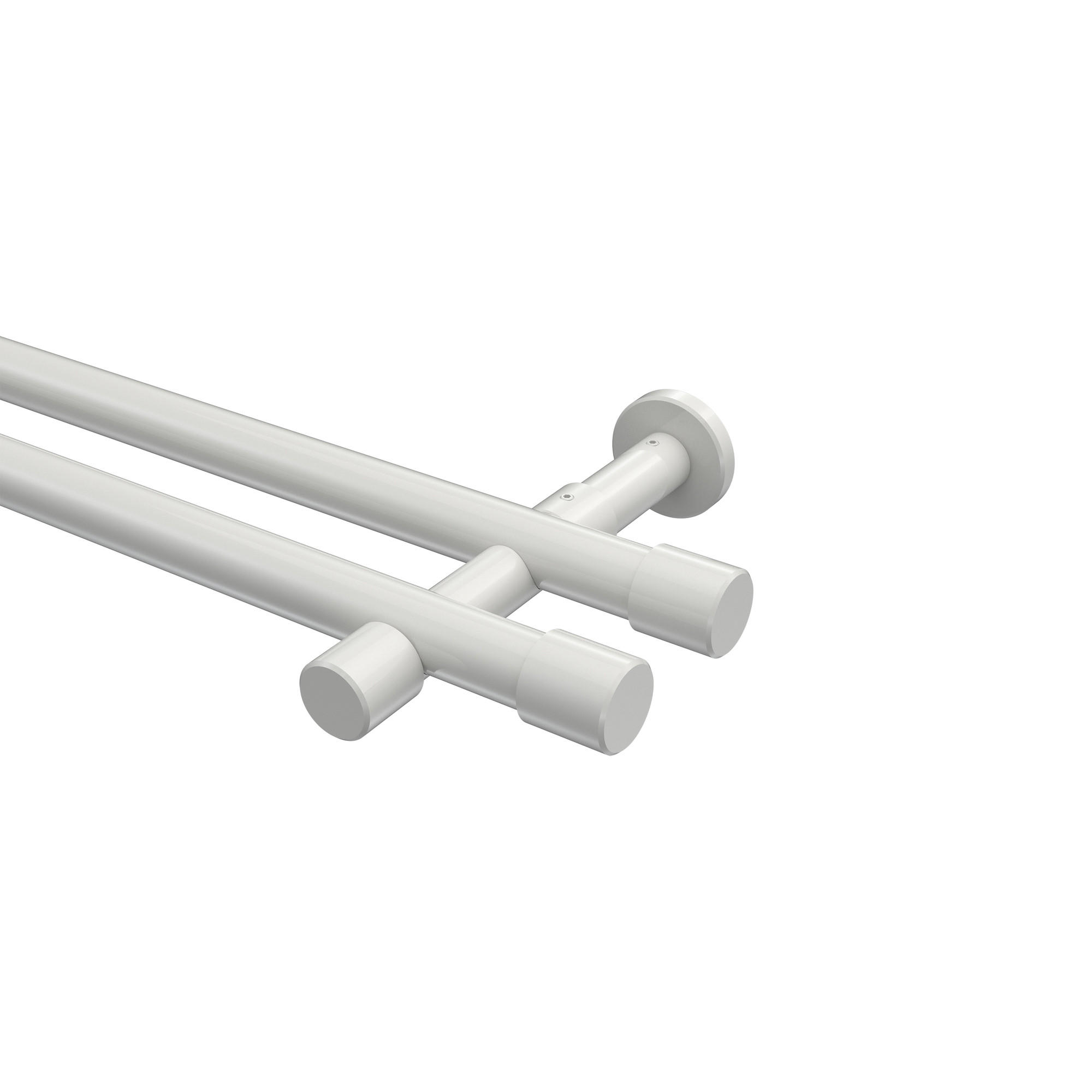 GARDINENSTANGEN-SET Prestige Santo 320 cm (geteilt in 2 x 160 cm), 2-läufig (ohne Ringe), 20 mm Ø Weiß - Weiß, Metall (320cm) - INTERDECO