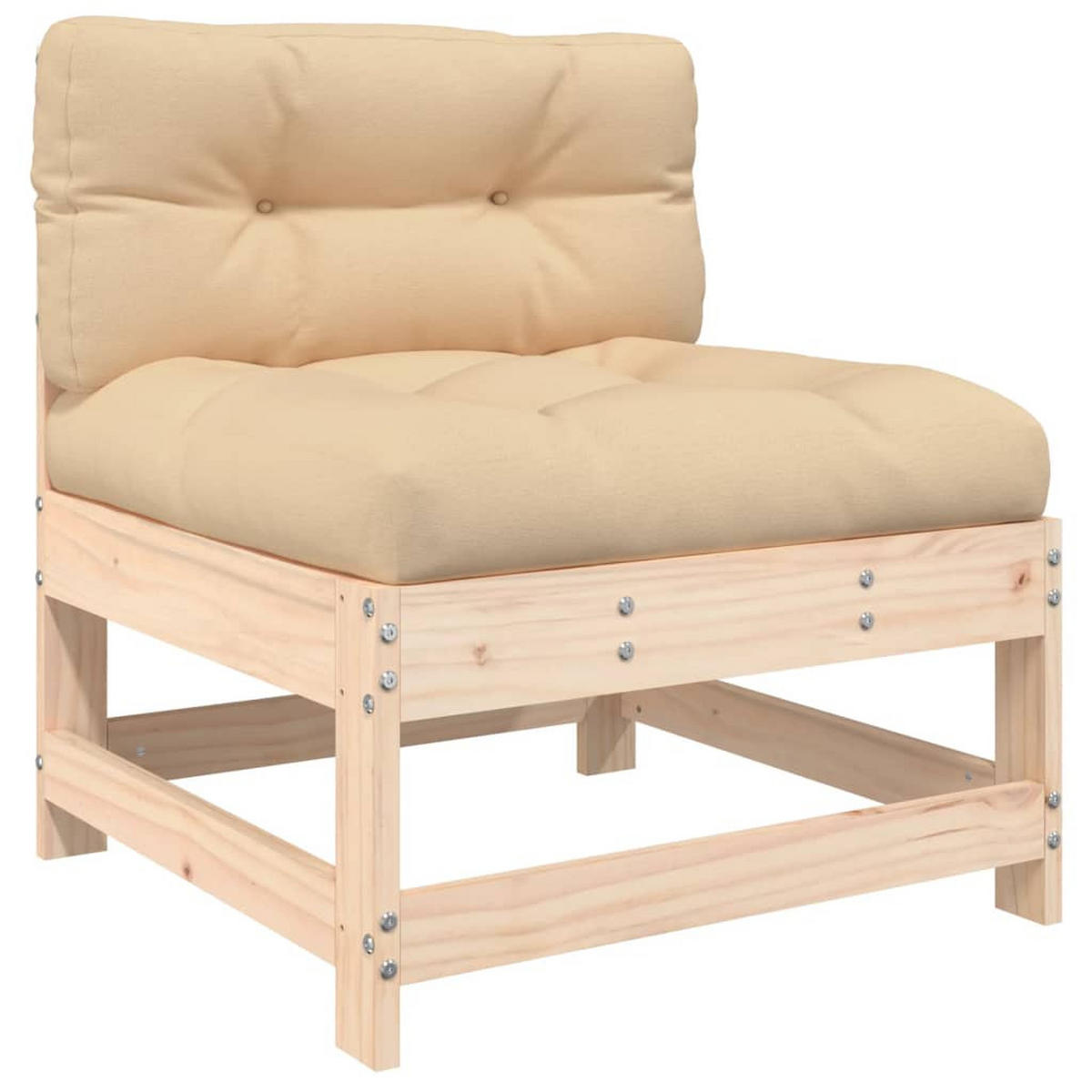 GARTEN-LOUNGE-SET 5-teilig Mit Kissen Massivholz - Beige/Braun, Holz - vidaXL