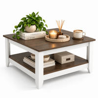 COUCHTISCH Lea Nussbaum Weiß - Dunkelbraun, Holzwerkstoff (90/90/46.8cm) - Decorotika