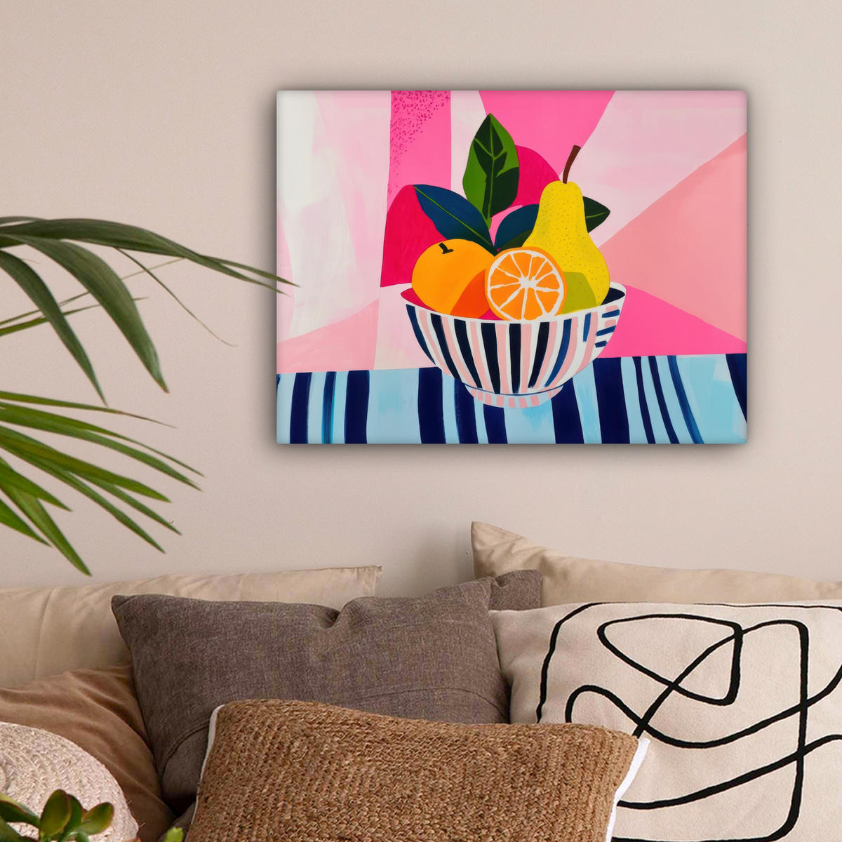 LEINWANDBILD Obst - Abstrakter Hintergrund - Rosa Wandbild 40x30 cm - Pink, Textil (40/30cm) - MuchoWow