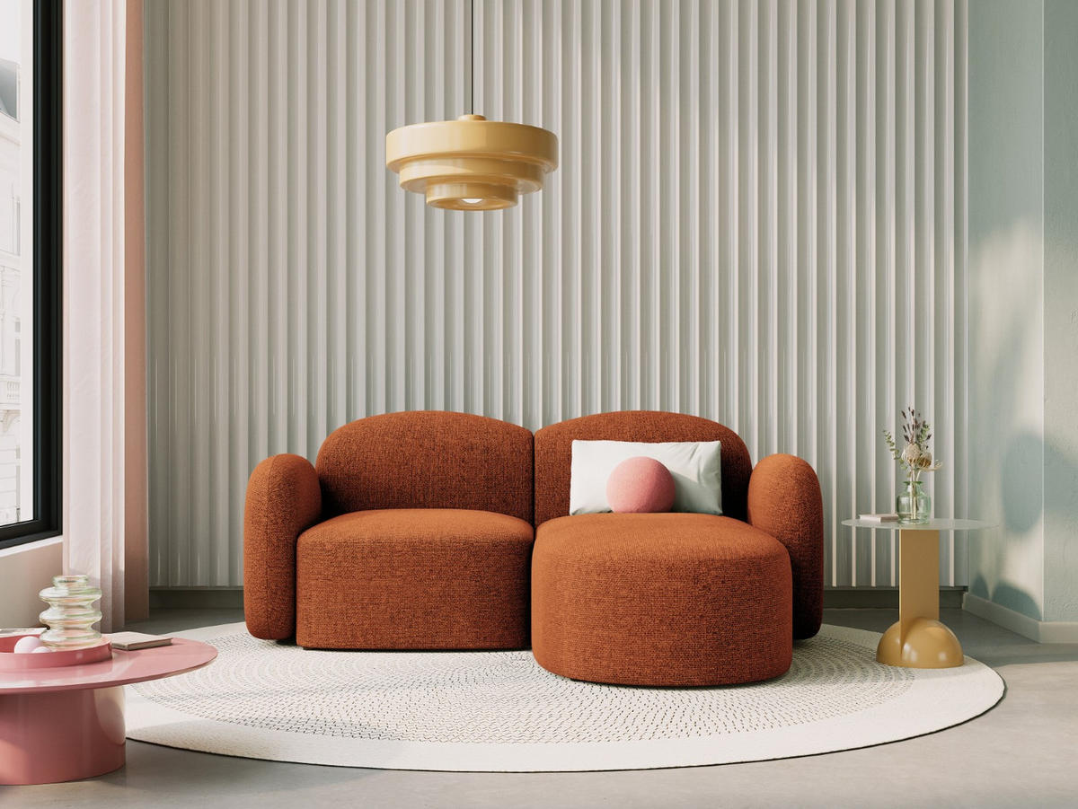 ECKSOFA rechts Blair aus Chenille-Stoff mischung terrakotta 3 Sitzplätze - Terra cotta, Textil (155/194cm) - Micadoni