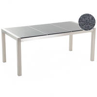 GARTENTISCH Edelstahl/Granit grau poliert 180/90 cm Grosseto - Silberfarben/Grau, Stein (180/90/74cm) - Beliani