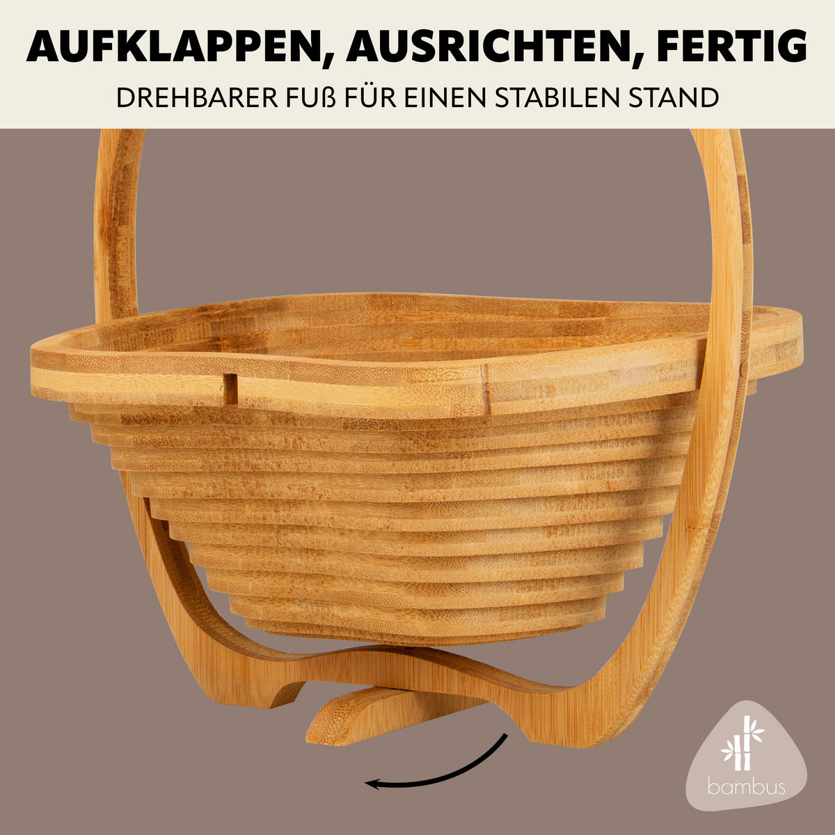 OBSTKORB, Bambus - Braun, Holz (30cm) - bremermann