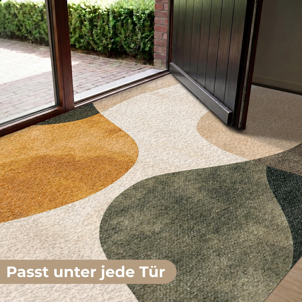 FUSSMATTE Formen - Ockergelb - Abstrakt Flurteppich 180x120 cm - Multicolor, Kunststoff (180/120cm) - MuchoWow