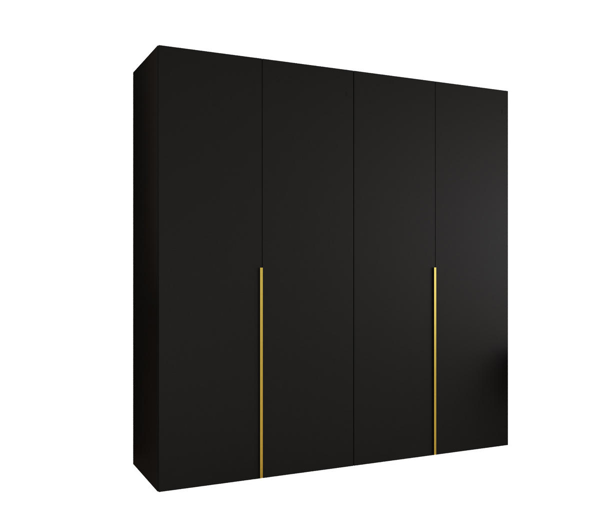 DREHTÜRENSCHRANK 202/200/52 4-türig - Goldfarben/Schwarz, Holz (200/202/52cm) - Abiks Möbel