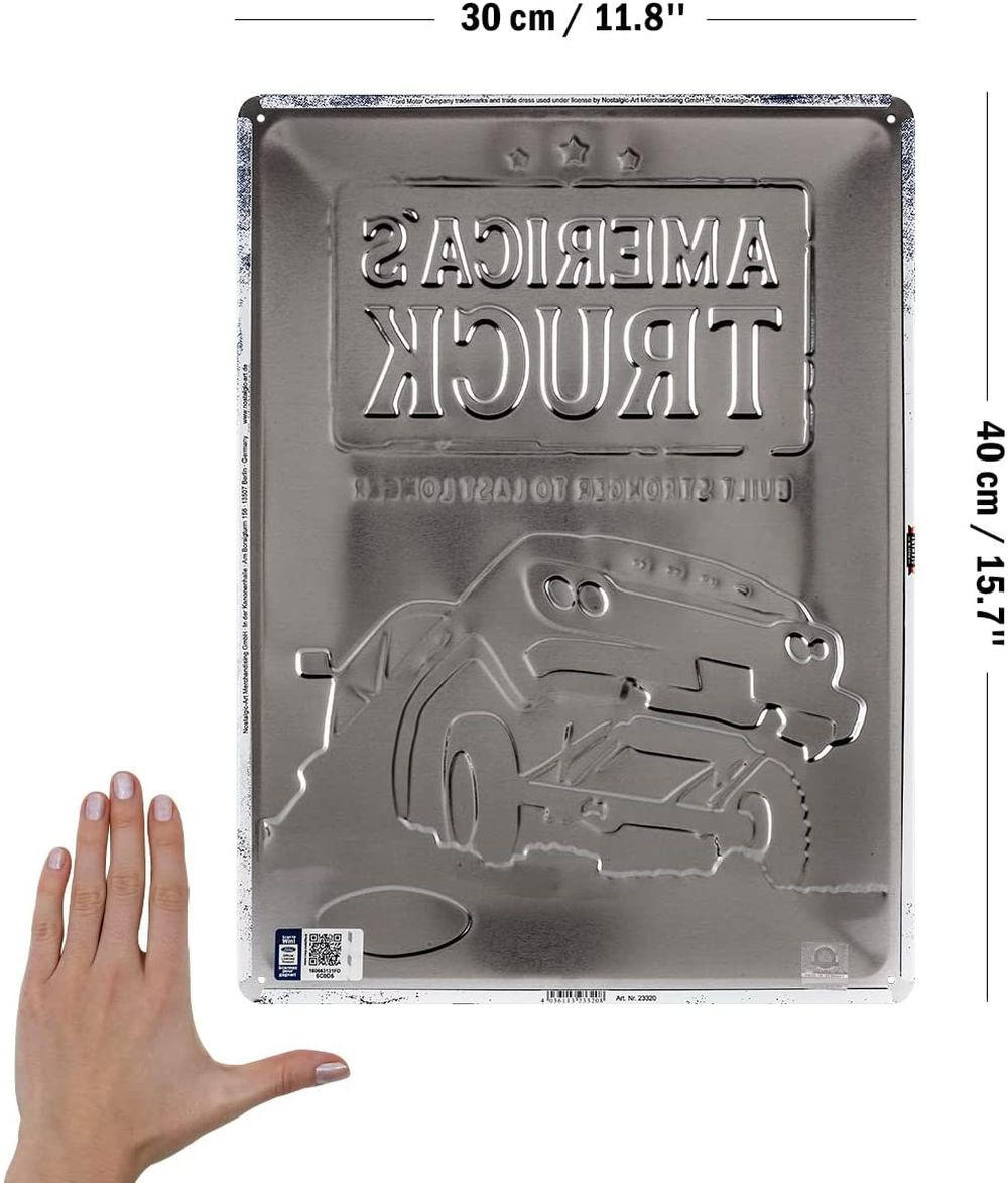 BLECHSCHILD 30/40 cm Ford America's Truck F100 - Multicolor, Metall (30/40/0.2cm) - Nostalgic-Art