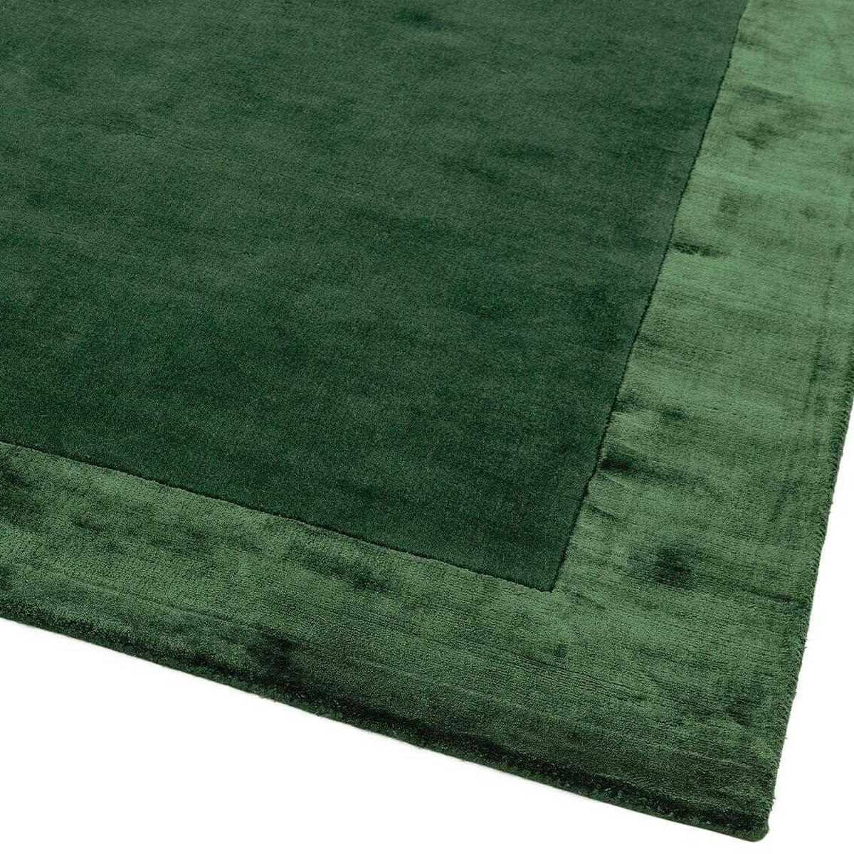 TEPPICH Wolle handgewebt einfarbig mit Viskosebordüre TYNE, Grün 200x290 cm - Grün, Textil (200/290cm) - KADIMA DESIGN