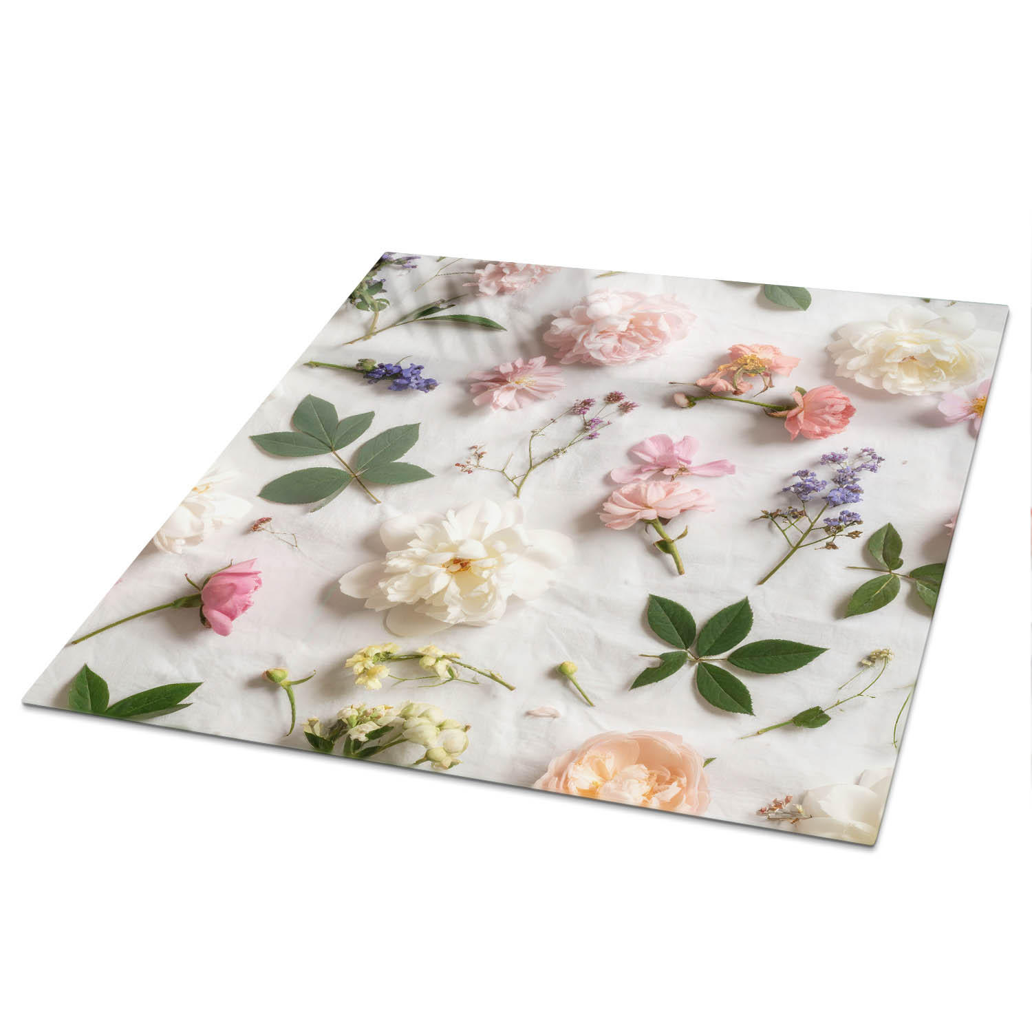 TISCHPLATTE 50x50 cm – Blumenarrangement - Creme, Glas (50/50/0.4cm) - Wallfluent