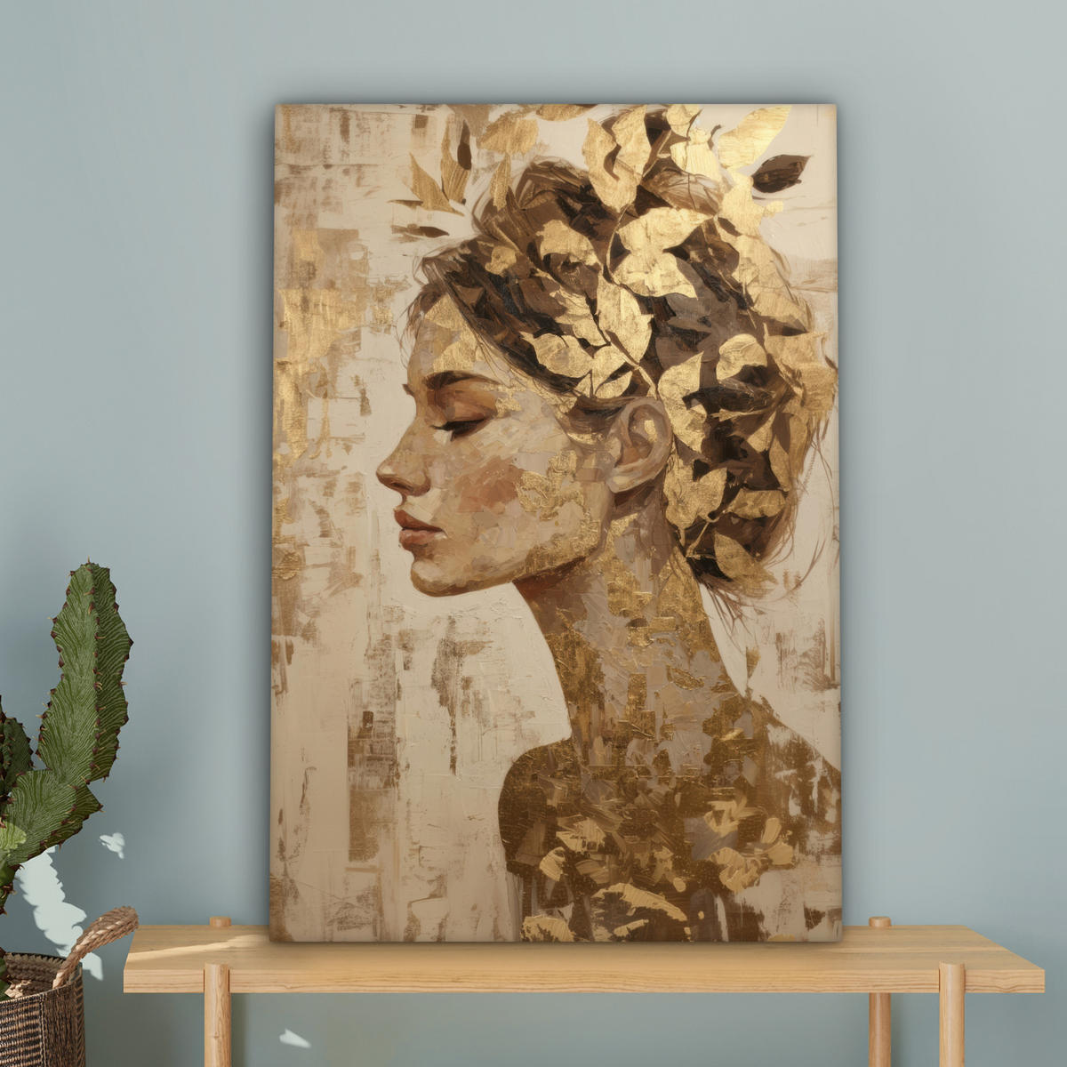 LEINWANDBILD Frau - Gold - Abstrakt - Textur Wanddeko 40x60 cm - Goldfarben, Textil (40/60cm) - MuchoWow