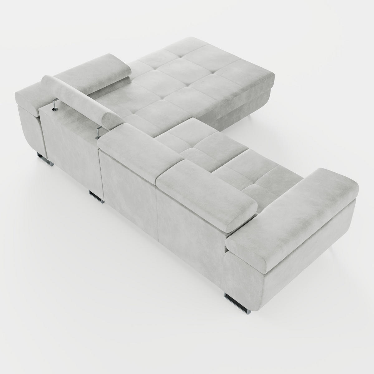 ECKSOFA VEMO CORE Rechts Schwarz Velours-Stoff mit Schlaffunktion und Bettkasten - Schwarz, Holz/Metall (280/205cm) - Barchello