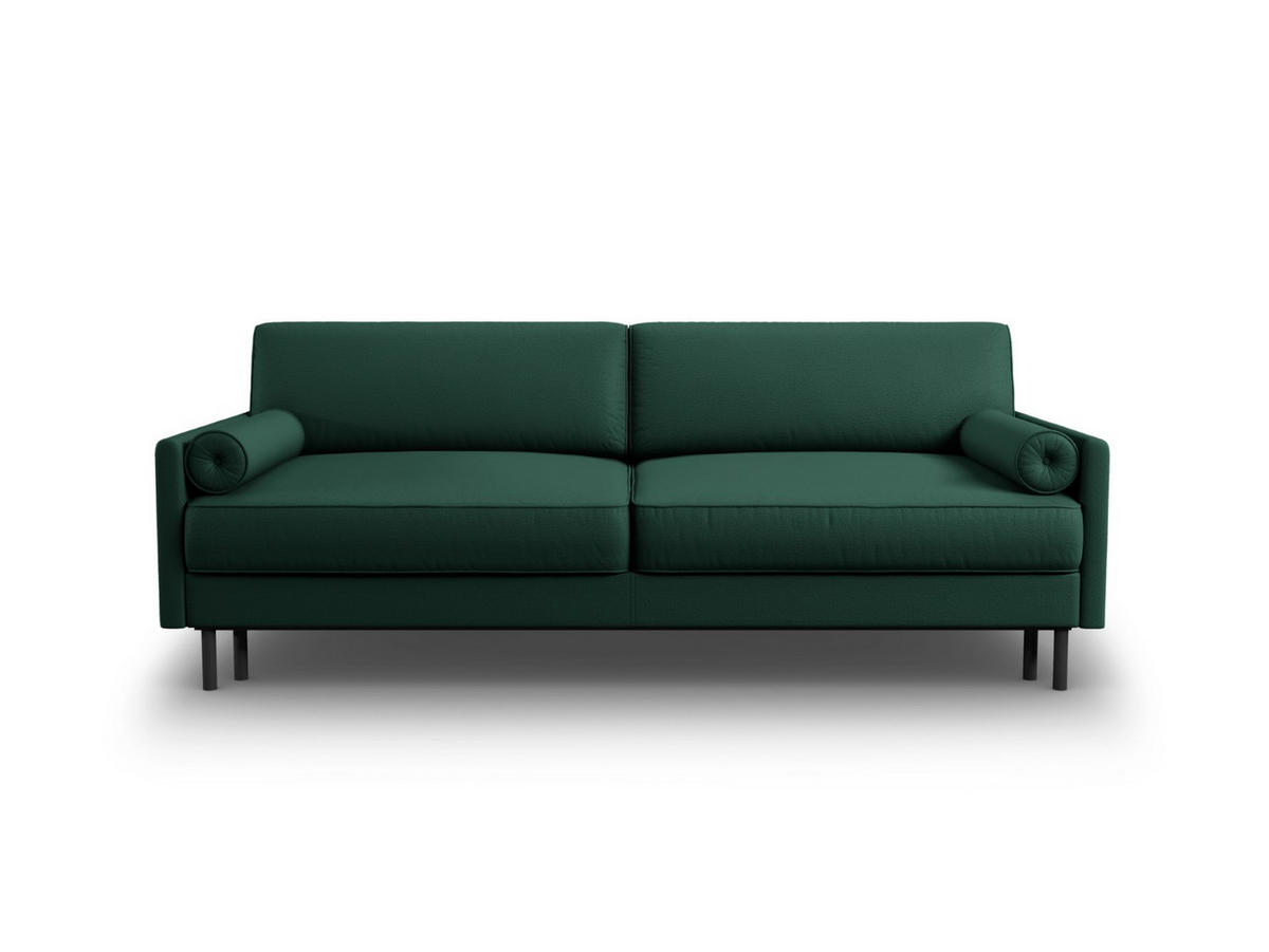 AUSKLAPPBARES-SOFA mit Bettkasten Scott aus strukturiertem Stoff grün 3 Sitzplätze - Grün, Textil (97/87/212cm) - Micadoni