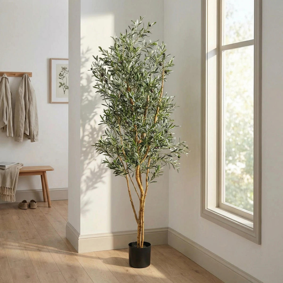 KUNSTBAUM Künstlicher Olivenbaum - Elsbeth 180 cm - Grün, Kunststoff (180cm) - aplanta