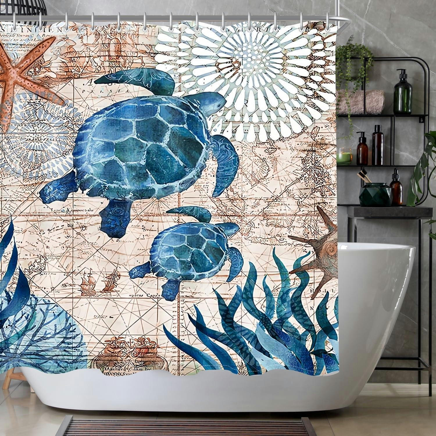 DUSCHVORHANG Meeresschildkröte 100 x 180 cm - Multicolor, Textil (100/180cm)