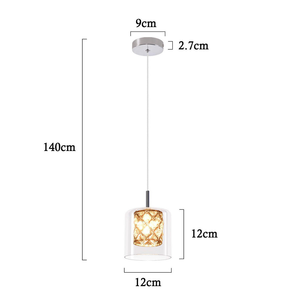 HÄNGELEUCHTE Margie 9/9/140 cm - Silberfarben, Metall (9/9/140cm) - Nettlife