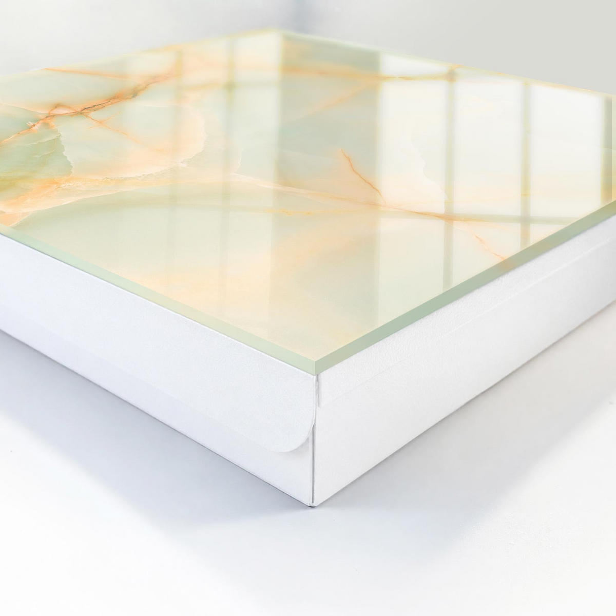 SCHLÜSSELBOX Weiß 30x30 cm – Türöffnung nach rechts - Pastellmuster - Beige, Metall (30/30/5cm) - TULUP