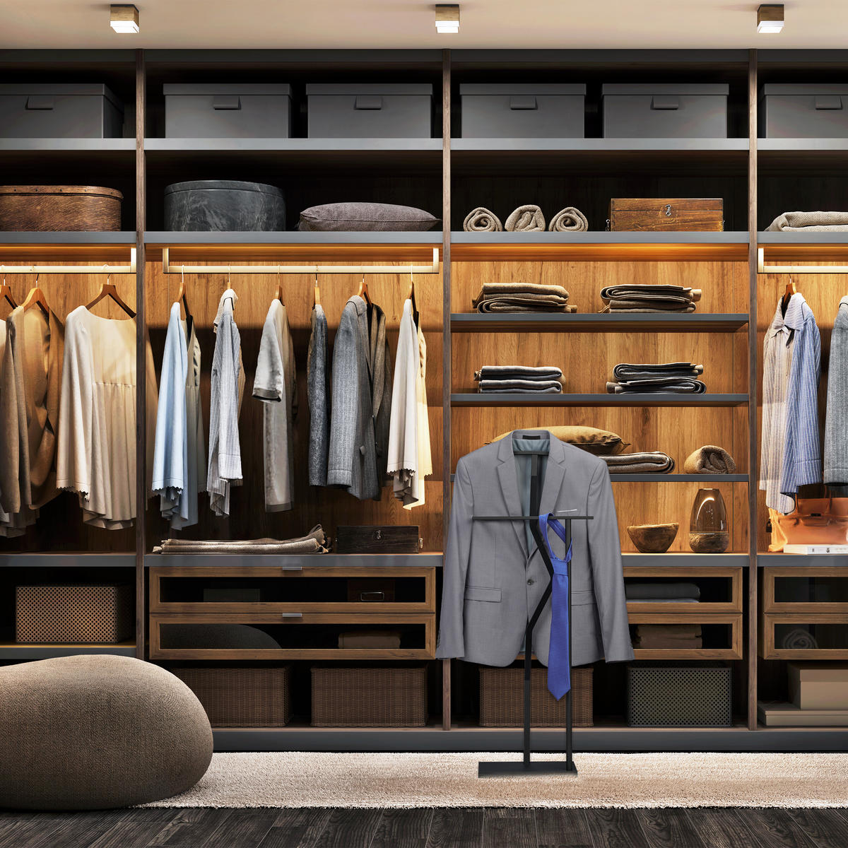 HERRENDIENER - Schwarz, Holzwerkstoff/Metall (48/107/20cm) - Relaxdays