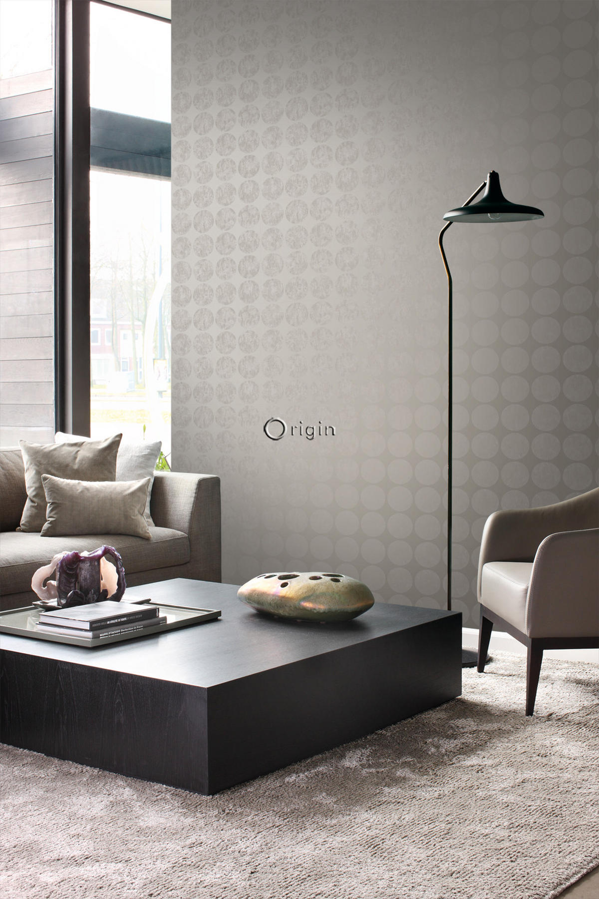 TAPETE große verwitterte Kugeln 53 cm x 10.05 m - Braun, Papier (53/1000cm) - Origin Wallcoverings