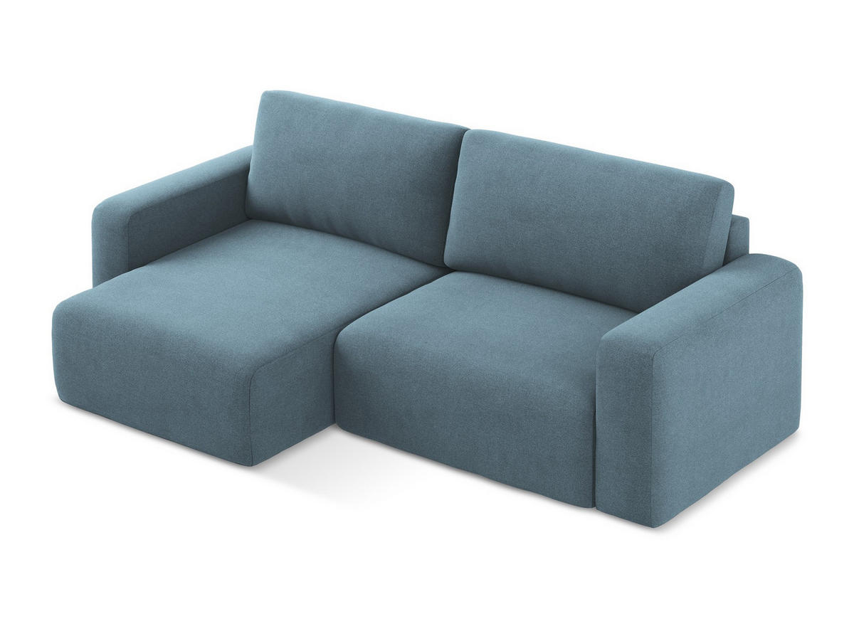 ECKSOFA mit Schlaffunktion links Strukturstoff Stoff Blau - Blau/Schwarz, Kunststoff/Textil (149/244cm) - Makamii