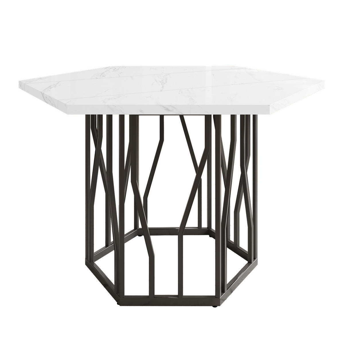 ESSTISCH 115x100x75 cm in Schwarz aus MDF mit Schwarz-Weiß Marmoroptik auf Metallgestell - Schwarz, Holzwerkstoff (100/115.5/75cm) - Modfu