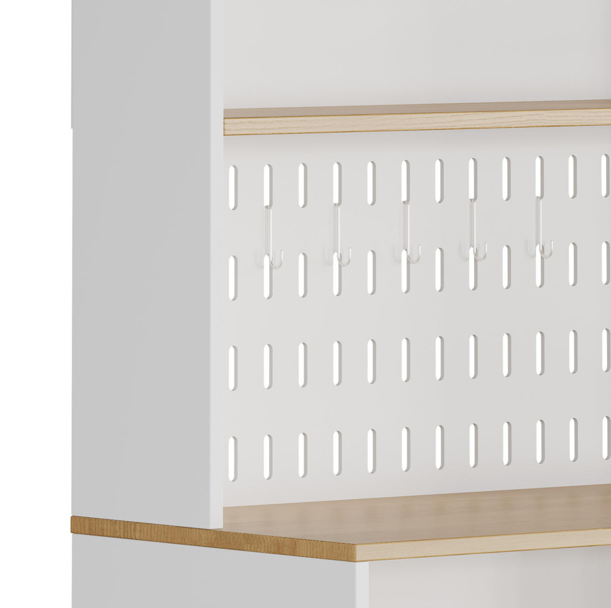 SIDEBOARD 80/40/175 cm Weiß/Natur aus MDF und Spanplatte mit Lochwand - Weiß, Holzwerkstoff (40/175/80cm) - OKMYHOME