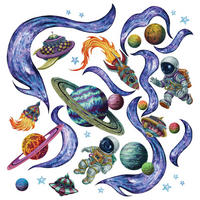 WANDAUFKLEBER 100x150cm - Weltraumträume - Multicolor, Kunststoff (100/150/0.1cm) - Wallfluent