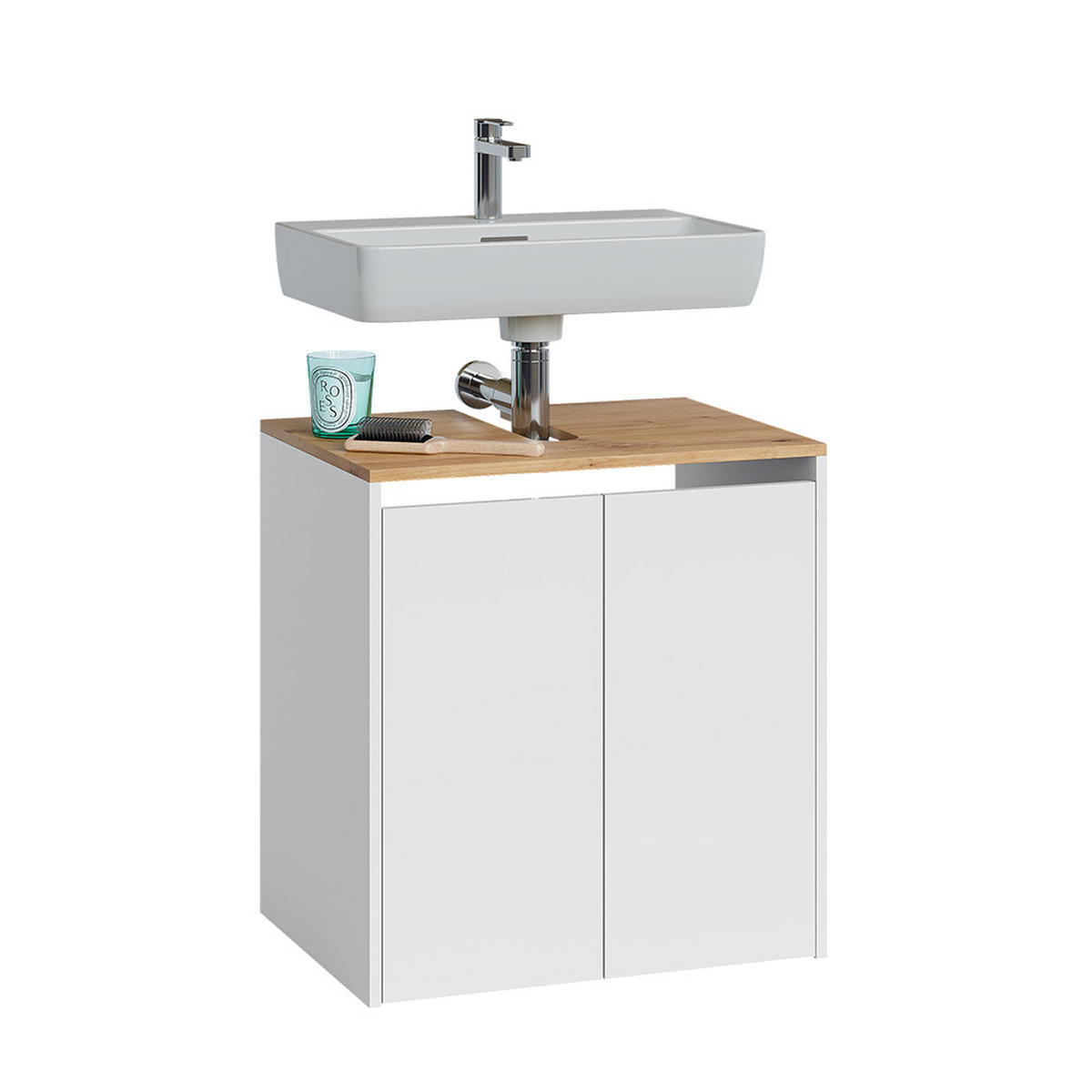 WASCHBECKENUNTERSCHRANK Viktor Weiß/Artisan 60.2 x 65 cm - Hellgrau/Weiß, Holzwerkstoff (60.2/65/45.5cm) - Vicco