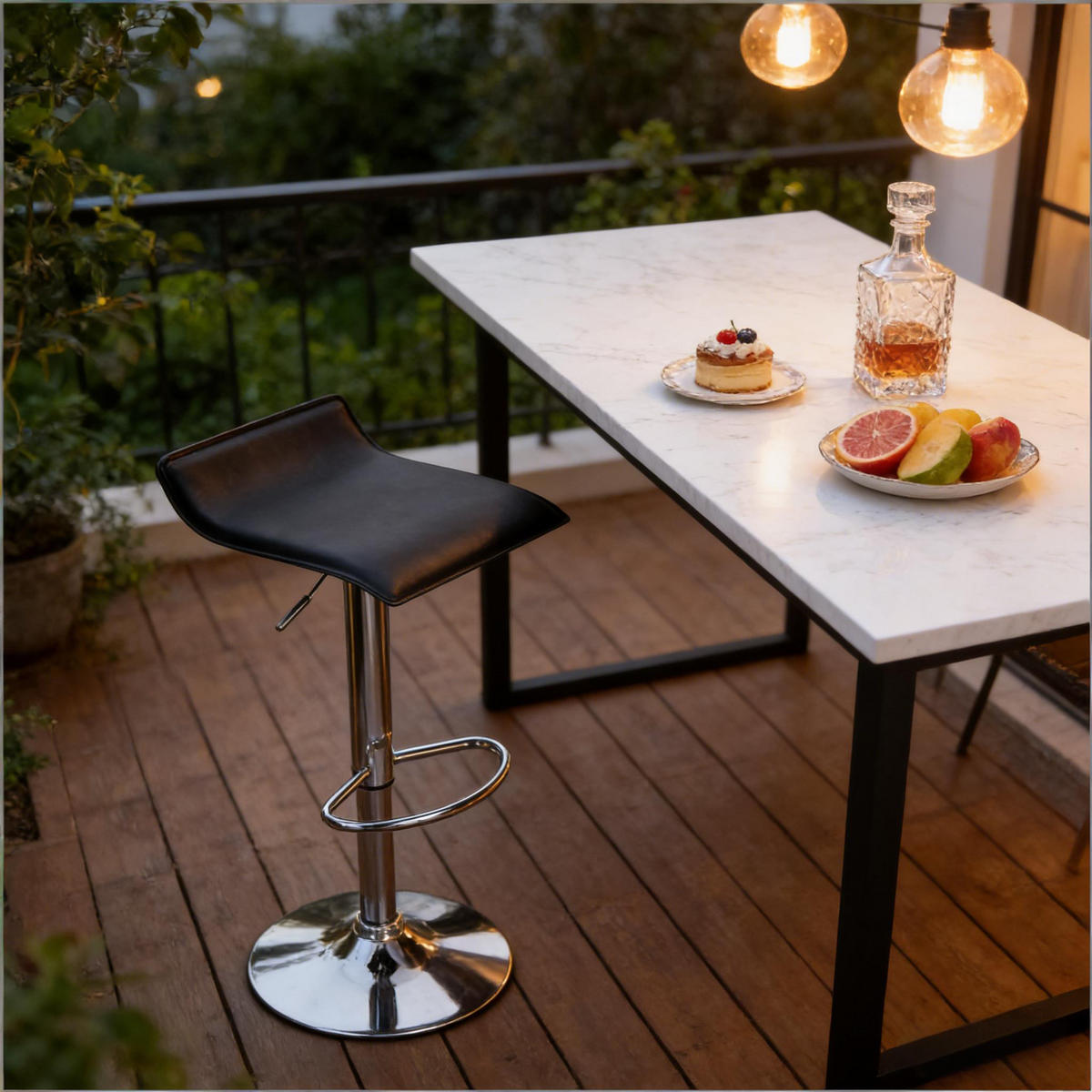 BARHOCKER DE-36094 Höhenverstellbar drehbar mit Kunstlederbezug Schwarz - Schwarz, Metall (39/84/38.5cm) - ComfortXL