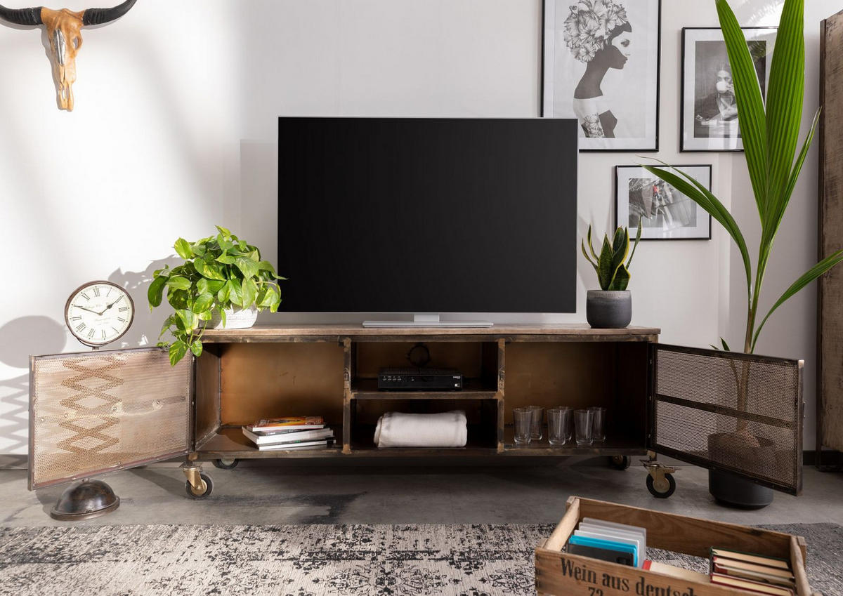 TV-BOARD Mango 170x40x60 braun lackeirt HEAVY INDUSTRY #233 - Braun, Holz (170/60/40cm) - Massivmoebel24