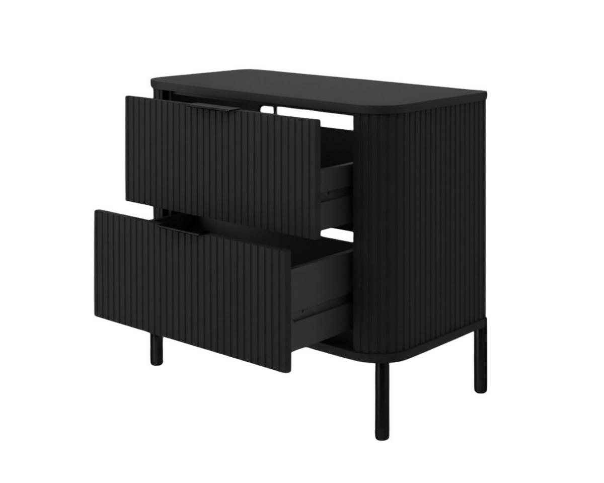 BADEZIMMERSCHRANK : Farbe Schwarz, Griff schwarz, Füße schwarz, 60 x 41,5 x 66,7 cm - Schwarz, Holzwerkstoff (60/66.7/41.5cm) - 3XE LIVING