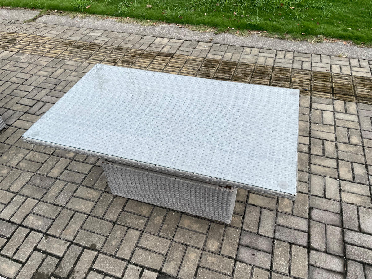 GARTENMÖBEL SET Polyrattan Helles Grau 6-Sitzer - Hellgrau, Metall - Fimous