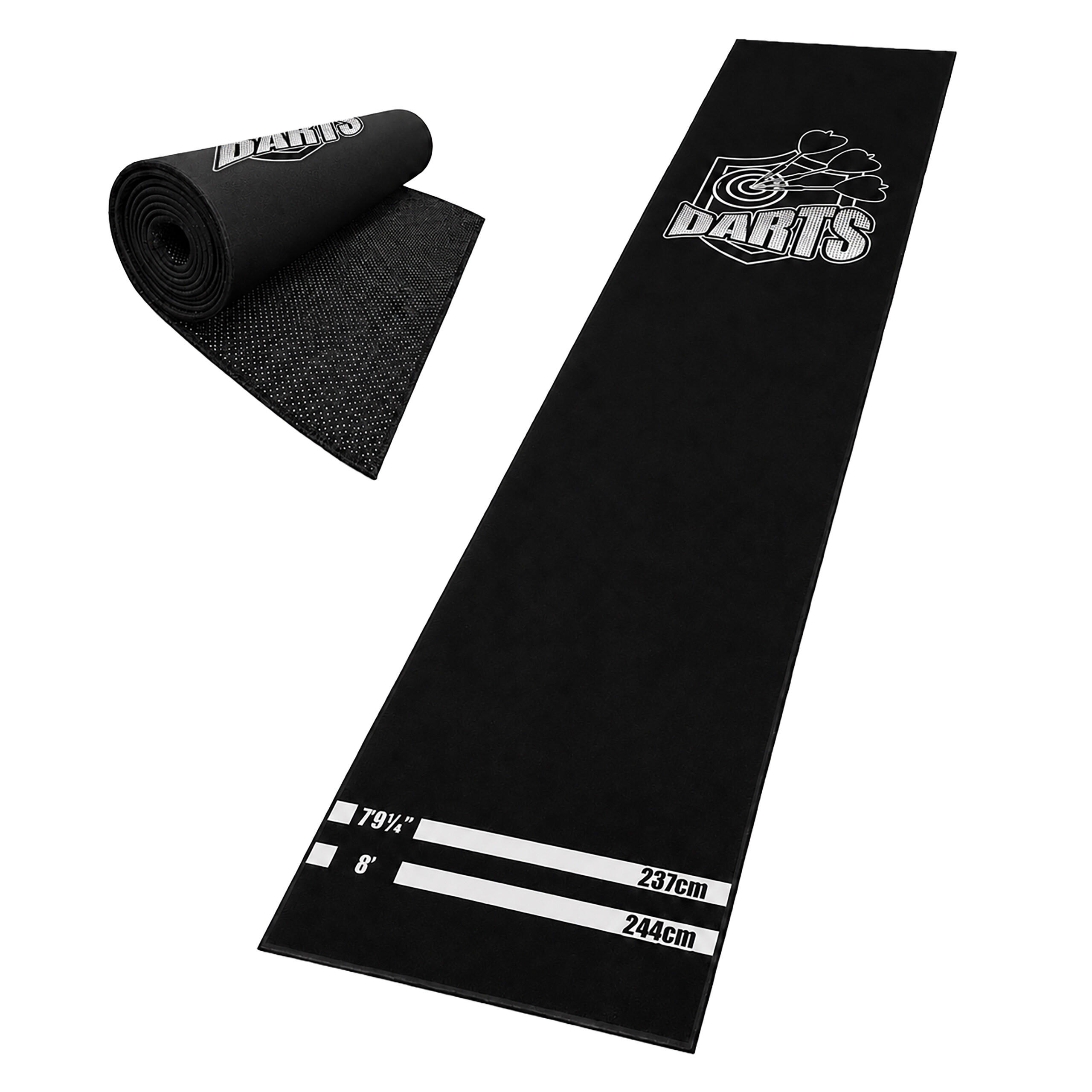 DARTTEPPICH Mehrfarbig mit Abwurflinie rutschfest 60x260 cm - Silberfarben/Schwarz, Kunststoff/Textil (60/260cm) - Relaxdays