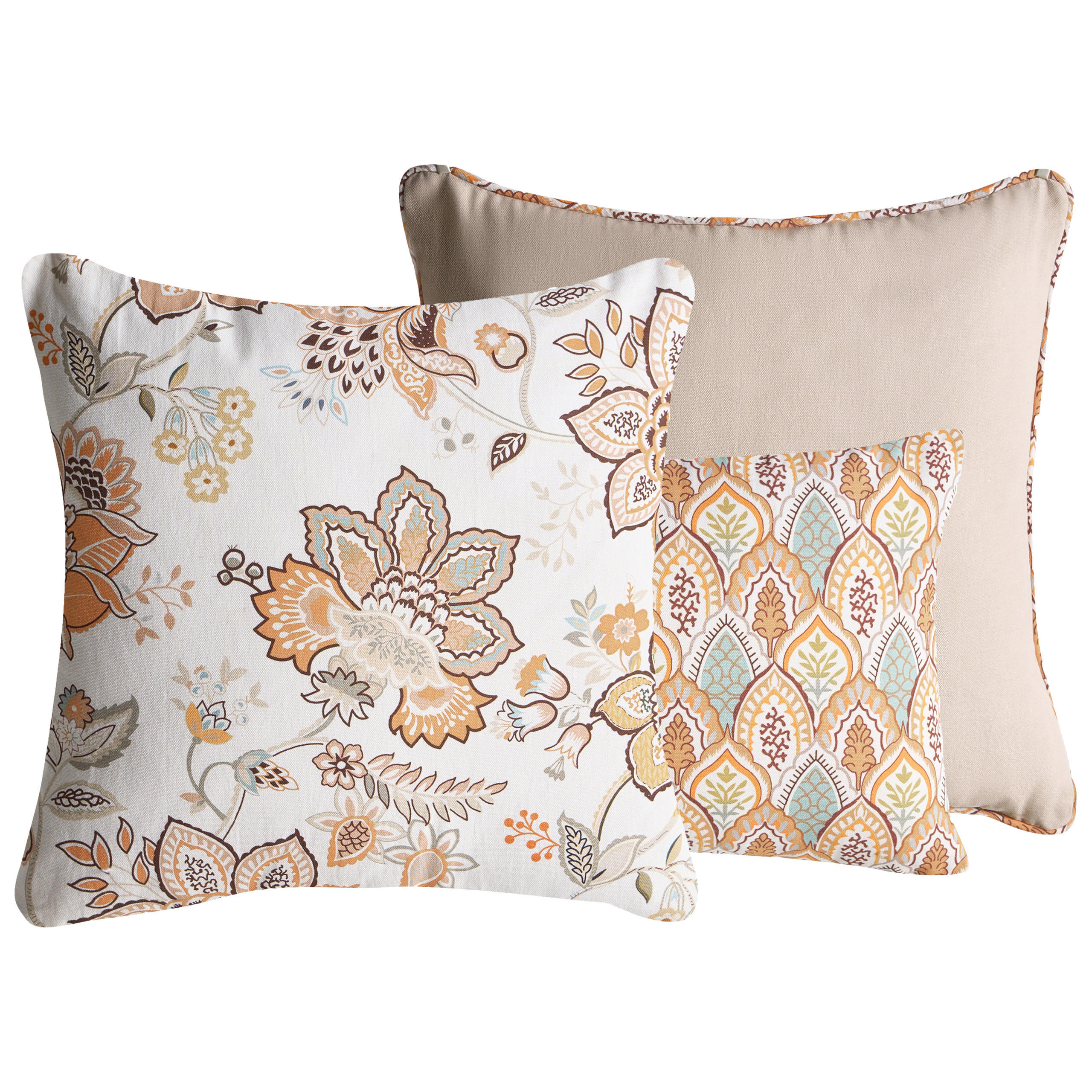 DEKOKISSEN 3er-Set Bunt 45/45 cm Hopea - Multicolor, Textil (45/45cm) - Beliani