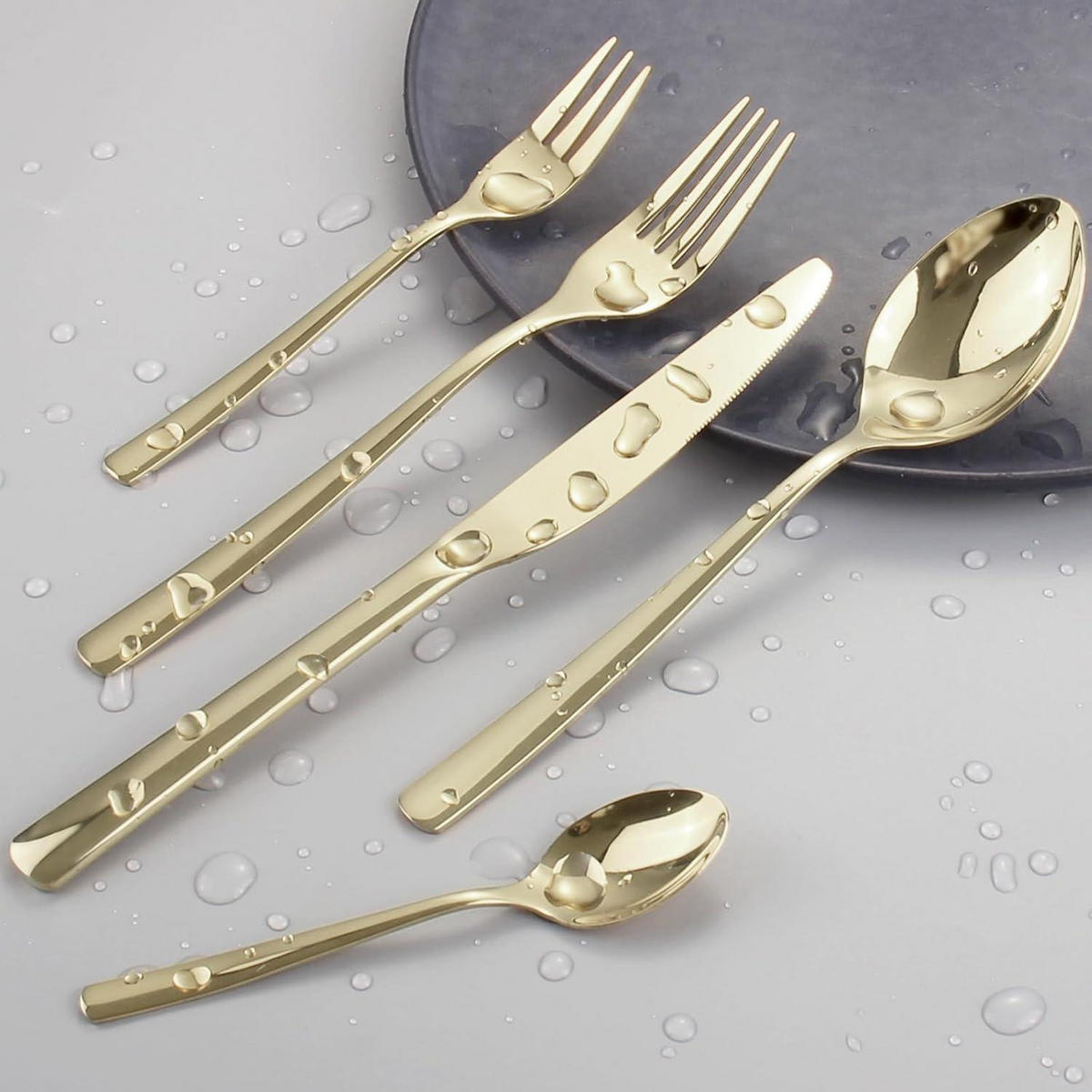 BESTECKSET 30-teilig Champagner Gold - Goldfarben, Metall