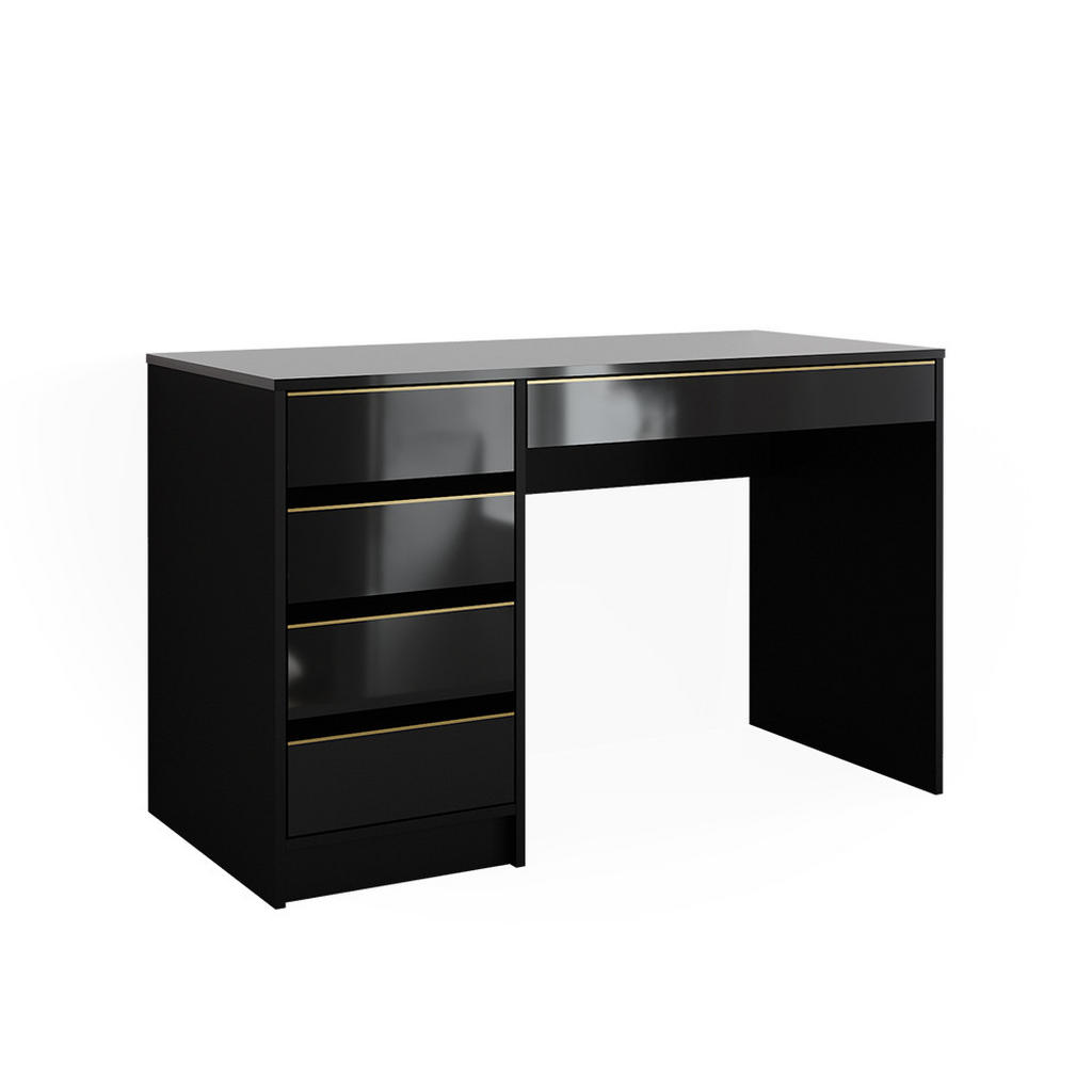 Vicco STŮL Sherry Černý vysoký lesk 55 x 120 cm se zásuvkami