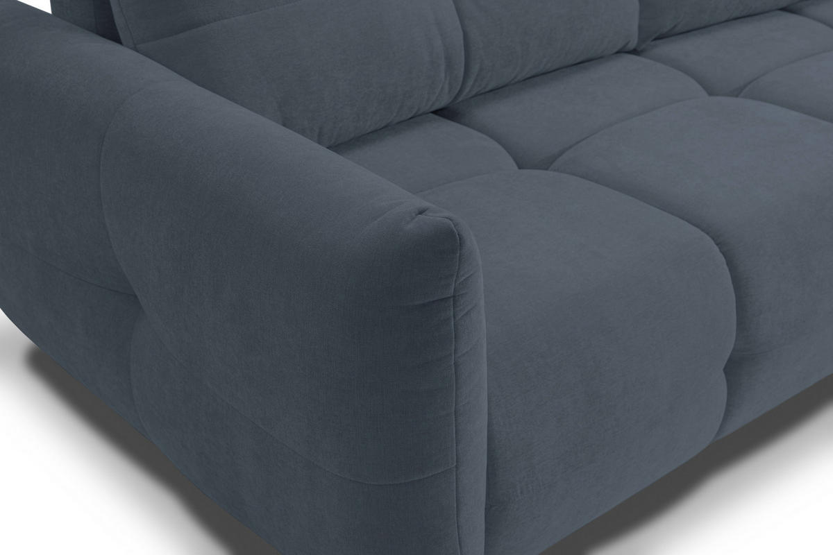 BETTSOFA MODA Blau Chenille-Stoff mit Schlaffunktion - Blau, Holz (245/86/110cm) - MASSENO