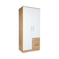 KLEIDERSCHRANK 90/201/54 cm Weiß Artisan Oak mit Drehtüren - Silberfarben/Weiß, Holzwerkstoff/Kunststoff (90/201/54cm) - arthur berndt