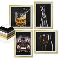 WANDBILDER 4er Set - 50x50 cm & 40x60 cm Goldrahmen - Frauenbeine Rosenwagen Wein - Goldfarben, Kunststoff (50/50cm) - ArtPrintCave
