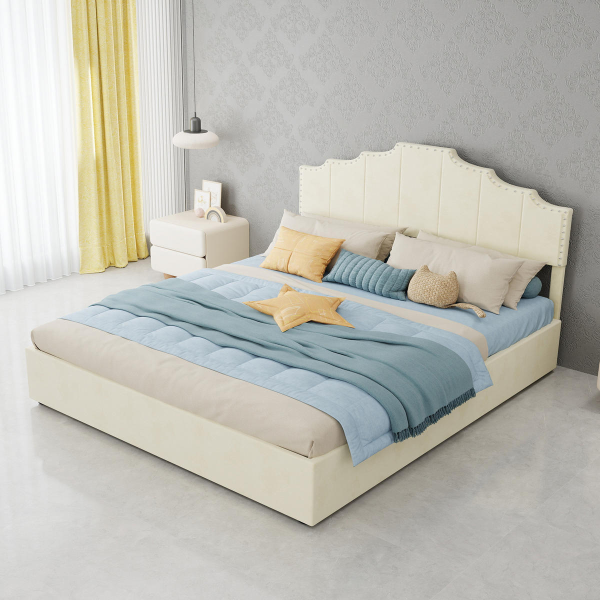 STAURAUMBETT 160/200 cm DE-32979 mit Hydraulik-Stauraum und Matratze Beige - Beige, Metall (160/200cm) - ComfortXL