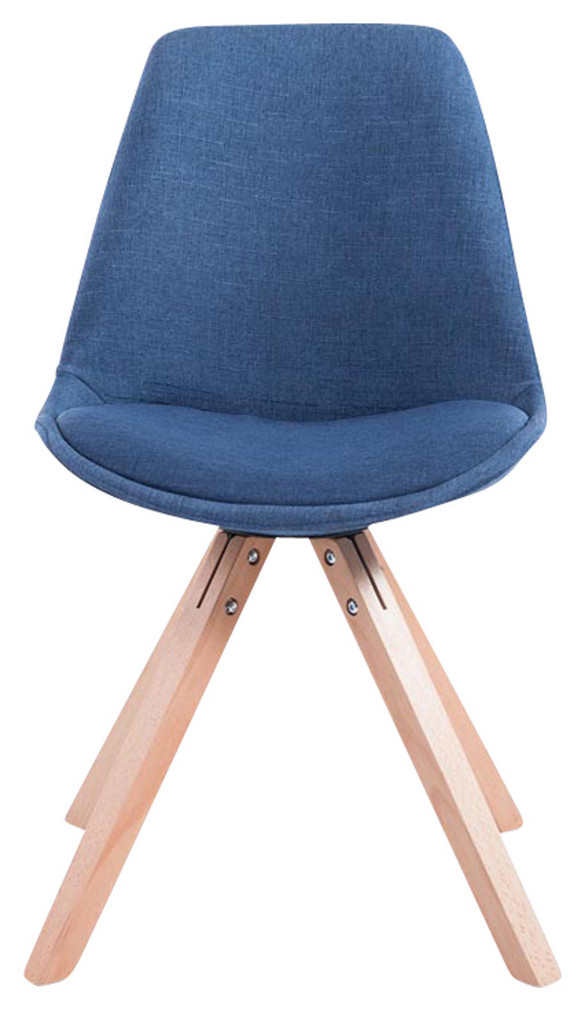 STUHL 4er Set Stoff blau - Blau/Eukalyptusholzfarben, Holz/Textil (48/84/56cm) - CLP