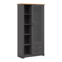 VITRÍNA Charlie Grey - šedá, kompozitní dřevo (100/200/42cm) - Petits-meubles