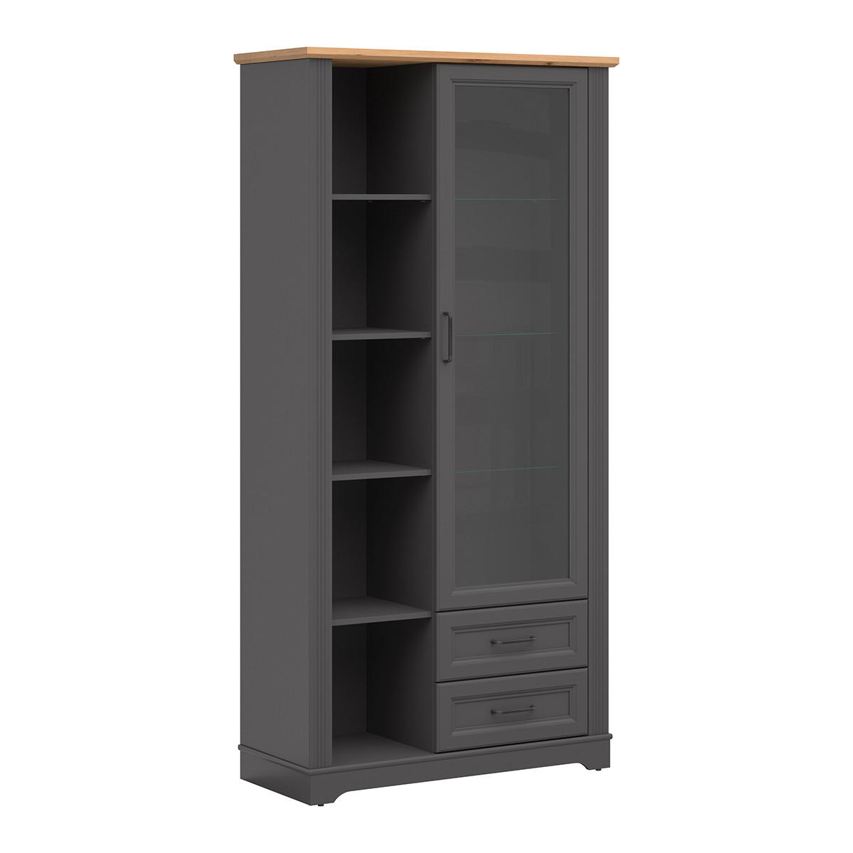 VITRÍNA Charlie Grey - šedá, kompozitní dřevo (100/200/42cm) - Petits-meubles