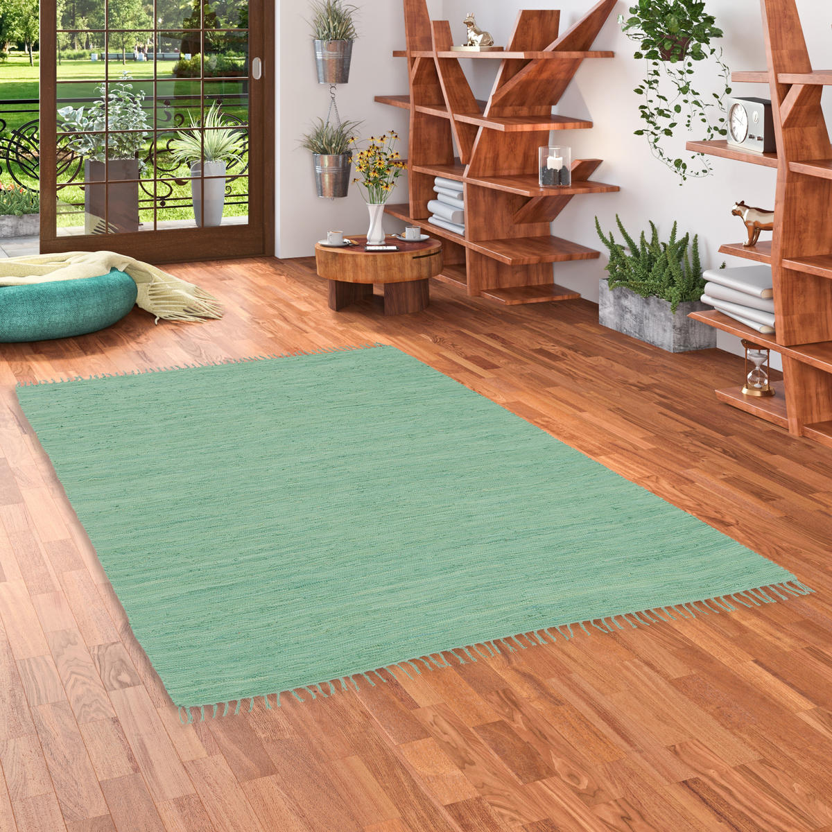 BAUMWOLLE NATUR TEPPICH JOLLY COTTON - Mintgrün, Textil (70/140cm) - Pergamon