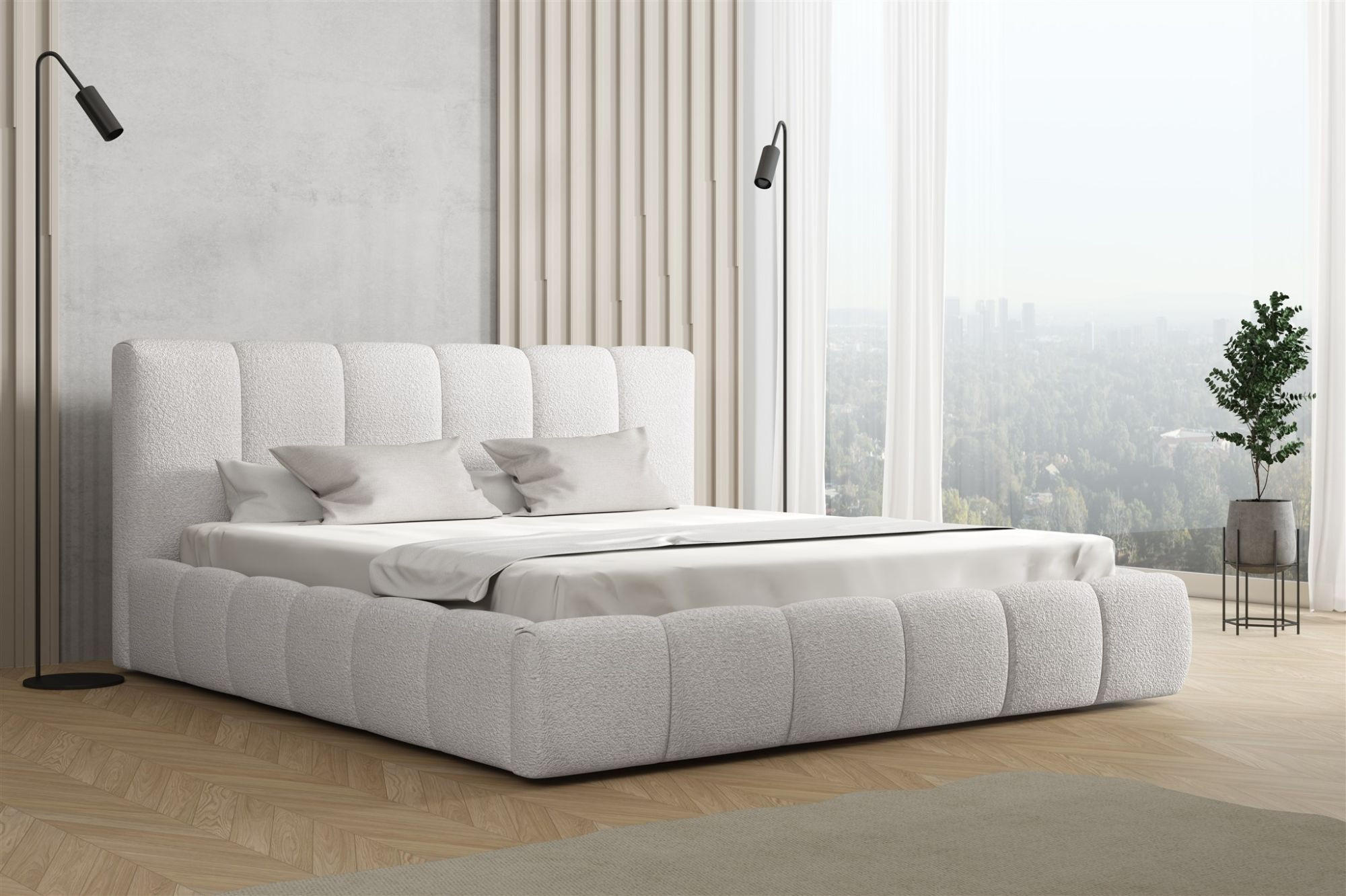 POLSTERBETT Giulia Freya Komplett - Weiß, Holzwerkstoff/Textil (180/200cm) - Fun Möbel