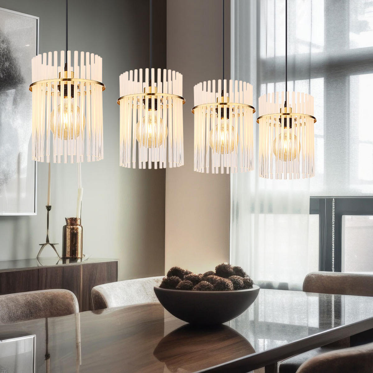 HÄNGELEUCHTE Metall Glas Gold - Goldfarben, Glas (110/20/140cm) - Globo Lighting