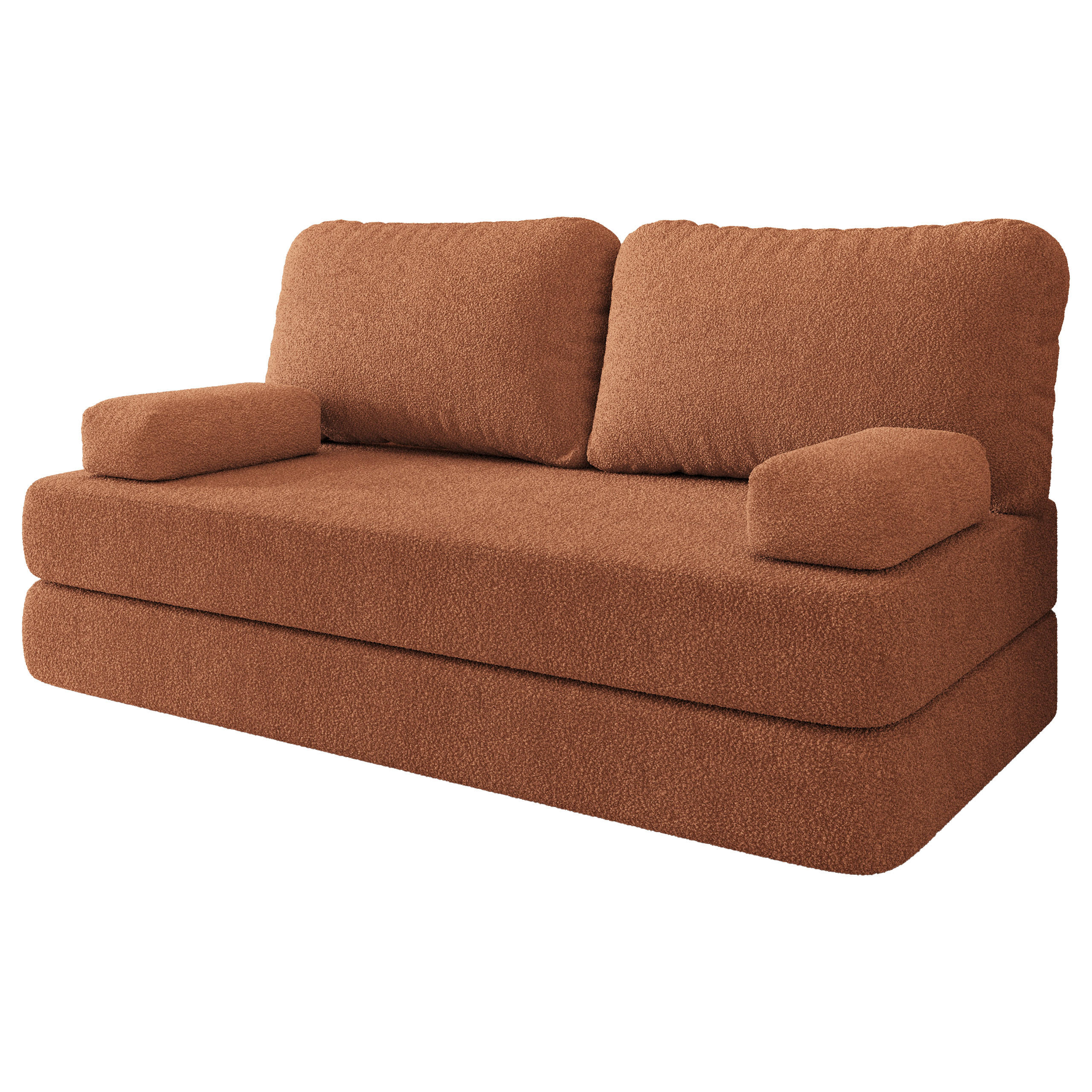 BETTSOFA NIKSI aus Schaumstoff Bucle-Stoff Orange Schlaffunktion - Orange, Textil (170/86/80cm) - MASSENO