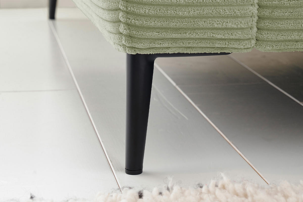 ECKSOFA CARA Grün Cord - Schwarz/Grün, Textil/Metall (272/190cm) - KAWOLA