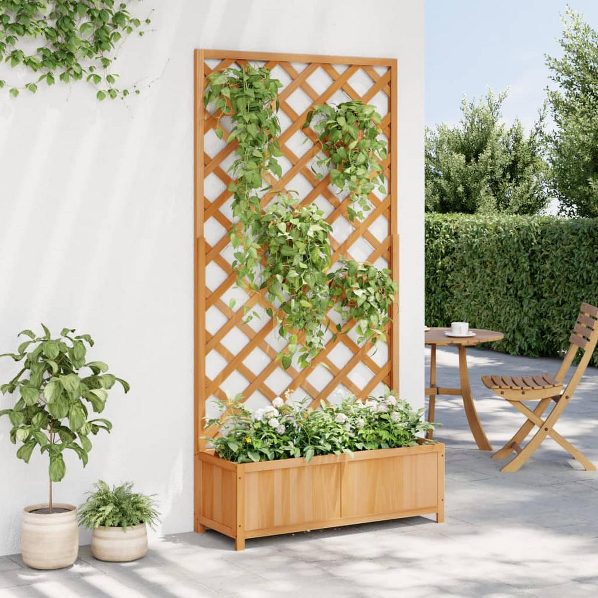 PFLANZKÜBEL Mit Spalier Braun Massivholz Tanne - Braun, Holz (90/180/35cm) - vidaXL